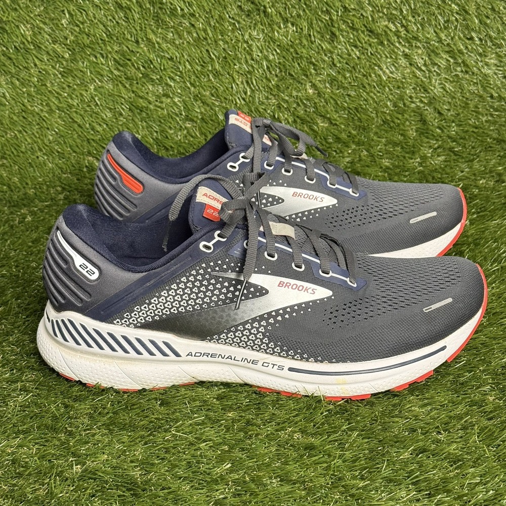 Brooks Adrenaline GTS 22 Mens 12.5 Navy Gray Running Sneakers 110366-1D-435
